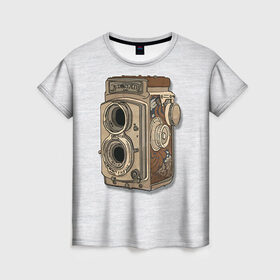 Женская футболка 3D с принтом Фотоаппарат в Петрозаводске, 100% полиэфир ( синтетическое хлопкоподобное полотно) | прямой крой, круглый вырез горловины, длина до линии бедер | camera | зеркалка | камера | фотик | фото | фотоаппарат | фотографировать