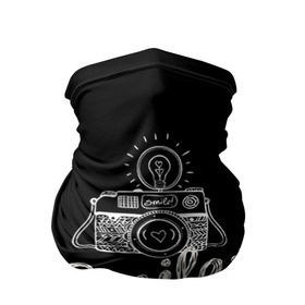 Бандана-труба 3D с принтом Smile в Петрозаводске, 100% полиэстер, ткань с особыми свойствами — Activecool | плотность 150‒180 г/м2; хорошо тянется, но сохраняет форму | camera | smile | вспышка | зеркалка | камера | фотик | фото | фотоаппарат | фотографировать