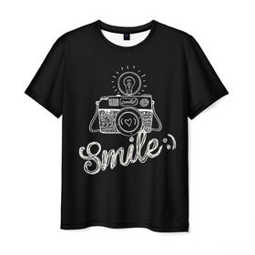Мужская футболка 3D с принтом Smile в Петрозаводске, 100% полиэфир | прямой крой, круглый вырез горловины, длина до линии бедер | camera | smile | вспышка | зеркалка | камера | фотик | фото | фотоаппарат | фотографировать