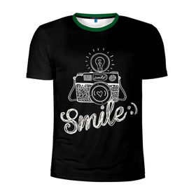 Мужская футболка 3D спортивная с принтом Smile в Петрозаводске, 100% полиэстер с улучшенными характеристиками | приталенный силуэт, круглая горловина, широкие плечи, сужается к линии бедра | camera | smile | вспышка | зеркалка | камера | фотик | фото | фотоаппарат | фотографировать