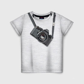Детская футболка 3D с принтом Фотоаппарат на груди в Петрозаводске, 100% гипоаллергенный полиэфир | прямой крой, круглый вырез горловины, длина до линии бедер, чуть спущенное плечо, ткань немного тянется | camera | зеркалка | камера | фотик | фото | фотоаппарат | фотографировать