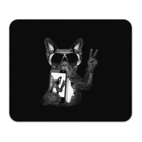 Коврик прямоугольный с принтом Бульдог в очках в Петрозаводске, натуральный каучук | размер 230 х 185 мм; запечатка лицевой стороны | Тематика изображения на принте: домашнее | животное | пес | собака