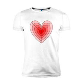 Мужская футболка премиум с принтом Сердце-мишень в Петрозаводске, 92% хлопок, 8% лайкра | приталенный силуэт, круглый вырез ворота, длина до линии бедра, короткий рукав | 14 февраля | любовь | мишень | сердце