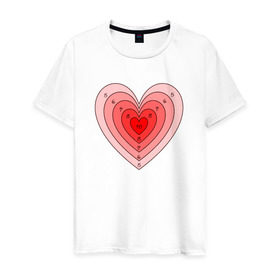 Мужская футболка хлопок с принтом Сердце-мишень в Петрозаводске, 100% хлопок | прямой крой, круглый вырез горловины, длина до линии бедер, слегка спущенное плечо. | 14 февраля | любовь | мишень | сердце