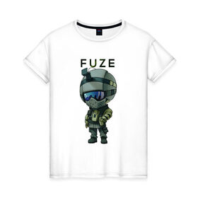 Женская футболка хлопок с принтом Fuze в Петрозаводске, 100% хлопок | прямой крой, круглый вырез горловины, длина до линии бедер, слегка спущенное плечо | 