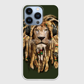 Чехол для iPhone 13 Pro с принтом Лев в Петрозаводске,  |  | Тематика изображения на принте: reggae | лев | музыка | наушники | прическа | регги | стиль | ямайка