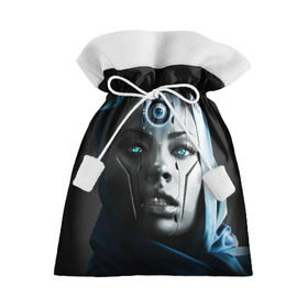 Подарочный 3D мешок с принтом Девушка андроид в Петрозаводске, 100% полиэстер | Размер: 29*39 см | Тематика изображения на принте: андроид | глаз | девушка | киборг | робот | третий