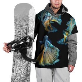 Накидка на куртку 3D с принтом Бойцовая рыбка в Петрозаводске, 100% полиэстер |  | Тематика изображения на принте: аквариумная | бойцовая | красивый | плавники | рыба | рыбка | хвост | япаонская