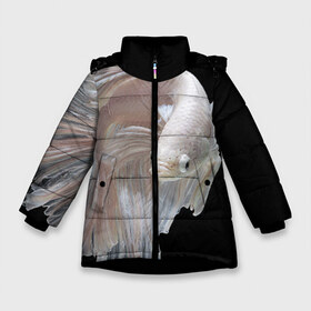 Зимняя куртка для девочек 3D с принтом Бойцовая рыбка в Петрозаводске, ткань верха — 100% полиэстер; подклад — 100% полиэстер, утеплитель — 100% полиэстер. | длина ниже бедра, удлиненная спинка, воротник стойка и отстегивающийся капюшон. Есть боковые карманы с листочкой на кнопках, утяжки по низу изделия и внутренний карман на молнии. 

Предусмотрены светоотражающий принт на спинке, радужный светоотражающий элемент на пуллере молнии и на резинке для утяжки. | аквариумная | бойцовая | красивый | плавники | рыба | рыбка | хвост | япаонская