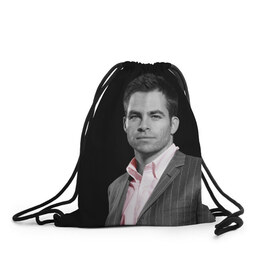 Рюкзак-мешок 3D с принтом Крис Пайн в Петрозаводске, 100% полиэстер | плотность ткани — 200 г/м2, размер — 35 х 45 см; лямки — толстые шнурки, застежка на шнуровке, без карманов и подкладки | celebrity | chris pine | актёр | американский | знаменитость | крис пайн