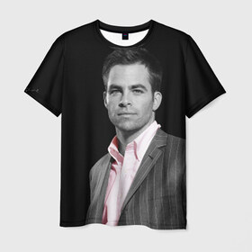 Мужская футболка 3D с принтом Крис Пайн в Петрозаводске, 100% полиэфир | прямой крой, круглый вырез горловины, длина до линии бедер | celebrity | chris pine | актёр | американский | знаменитость | крис пайн