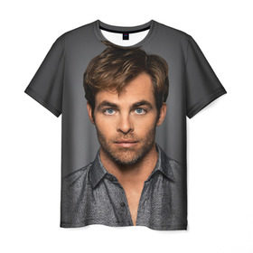 Мужская футболка 3D с принтом Крис Пайн в Петрозаводске, 100% полиэфир | прямой крой, круглый вырез горловины, длина до линии бедер | Тематика изображения на принте: celebrity | chris pine | актёр | американский | знаменитость | крис пайн
