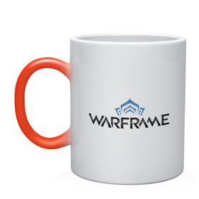 Кружка хамелеон с принтом Warframe logo в Петрозаводске, керамика | меняет цвет при нагревании, емкость 330 мл | Тематика изображения на принте: game | logo | online game | warframe