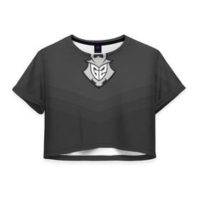 Женская футболка 3D укороченная с принтом G2 eSports в Петрозаводске, 100% полиэстер | круглая горловина, длина футболки до линии талии, рукава с отворотами | csgo | cybersport | esports | g2 | team | г2 | ксго