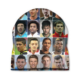 Шапка 3D с принтом Лучшие футболисты в Петрозаводске, 100% полиэстер | универсальный размер, печать по всей поверхности изделия | великие | звёзды | знаменитости | игроки | легендарные | лучшие | самые крутые | футбол | футболисты | элита