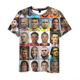 Мужская футболка 3D с принтом Великие футболисты в Петрозаводске, 100% полиэфир | прямой крой, круглый вырез горловины, длина до линии бедер | Тематика изображения на принте: великие | звёзды | знаменитости | игроки | легендарные | лучшие | самые крутые | футбол | футболисты | элита