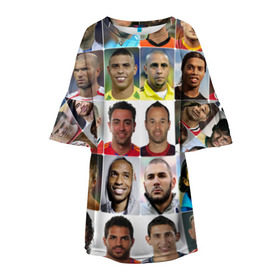 Детское платье 3D с принтом Великие футболисты в Петрозаводске, 100% полиэстер | прямой силуэт, чуть расширенный к низу. Круглая горловина, на рукавах — воланы | великие | звёзды | знаменитости | игроки | легендарные | лучшие | самые крутые | футбол | футболисты | элита