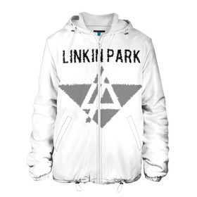 Мужская куртка 3D с принтом Linkin Park в Петрозаводске, ткань верха — 100% полиэстер, подклад — флис | прямой крой, подол и капюшон оформлены резинкой с фиксаторами, два кармана без застежек по бокам, один большой потайной карман на груди. Карман на груди застегивается на липучку | линкин парк