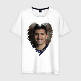 Мужская футболка хлопок с принтом Серхио Агуэро - лучший в Петрозаводске, 100% хлопок | прямой крой, круглый вырез горловины, длина до линии бедер, слегка спущенное плечо. | 