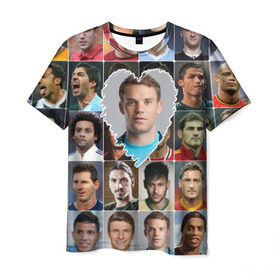Мужская футболка 3D с принтом Мануэль Нойер - лучший в Петрозаводске, 100% полиэфир | прямой крой, круглый вырез горловины, длина до линии бедер | manuel neuer | бавария | германия | лучшие футболисты | любимый игрок | мануэль нойер | самый крутой | я люблю