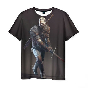 Мужская футболка 3D с принтом Witcher 3 в Петрозаводске, 100% полиэфир | прямой крой, круглый вырез горловины, длина до линии бедер | gerald | wild hunt | witcher | ведьмак | геральд | дикая охота