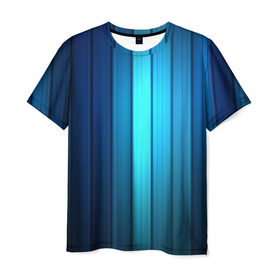 Мужская футболка 3D с принтом Blue lines в Петрозаводске, 100% полиэфир | прямой крой, круглый вырез горловины, длина до линии бедер | абстракт lines blue