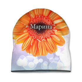Шапка 3D с принтом Марина в Петрозаводске, 100% полиэстер | универсальный размер, печать по всей поверхности изделия | девушке | имя | любимой | марина | подарок | подарок любимой | подарок на 8 марта | подарок на день рождения | с 8 марта | цветок | цветы