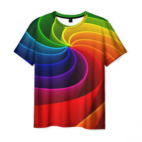 Мужская футболка 3D с принтом Радуга цвета в Петрозаводске, 100% полиэфир | прямой крой, круглый вырез горловины, длина до линии бедер | гамма | зеленый | красный | радуга | синий | цвет