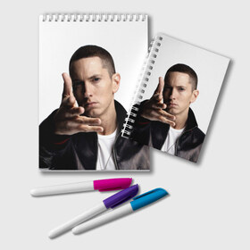 Блокнот с принтом Eminem в Петрозаводске, 100% бумага | 48 листов, плотность листов — 60 г/м2, плотность картонной обложки — 250 г/м2. Листы скреплены удобной пружинной спиралью. Цвет линий — светло-серый
 | eminem | music | rap | usa | музыка | рэп | сша | эминем