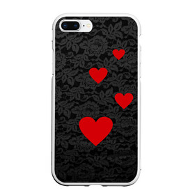 Чехол для iPhone 7Plus/8 Plus матовый с принтом Кружево и сердца в Петрозаводске, Силикон | Область печати: задняя сторона чехла, без боковых панелей | dg | dolce | gabbana | габбана | дольче | любовь | сердечко