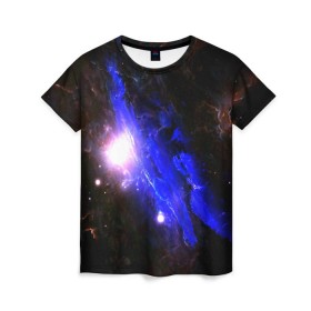 Женская футболка 3D с принтом Космос в Петрозаводске, 100% полиэфир ( синтетическое хлопкоподобное полотно) | прямой крой, круглый вырез горловины, длина до линии бедер | star | вселенная | звезды | космос