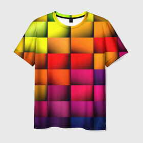Мужская футболка 3D с принтом Кубики в Петрозаводске, 100% полиэфир | прямой крой, круглый вырез горловины, длина до линии бедер | текстуры | цветные