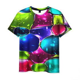 Мужская футболка 3D с принтом Мозаика(стекло) в Петрозаводске, 100% полиэфир | прямой крой, круглый вырез горловины, длина до линии бедер | green | абстракции | гранж | мозаика | стекло | текстуры