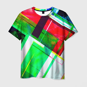 Мужская футболка 3D с принтом Geometrical в Петрозаводске, 100% полиэфир | прямой крой, круглый вырез горловины, длина до линии бедер | geometrical | геометрия | кубики | прикольные | текстуры
