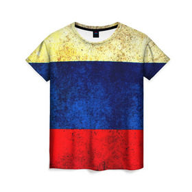 Женская футболка 3D с принтом Триколор в Петрозаводске, 100% полиэфир ( синтетическое хлопкоподобное полотно) | прямой крой, круглый вырез горловины, длина до линии бедер | new | краска | патриот | прикольные | русский | триколор