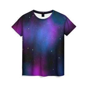 Женская футболка 3D с принтом Вселенная в Петрозаводске, 100% полиэфир ( синтетическое хлопкоподобное полотно) | прямой крой, круглый вырез горловины, длина до линии бедер | вселенная | галатика | звезды