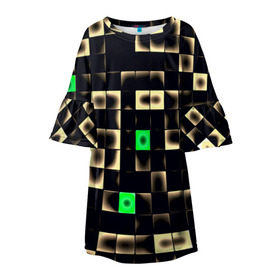 Детское платье 3D с принтом Minecraft в Петрозаводске, 100% полиэстер | прямой силуэт, чуть расширенный к низу. Круглая горловина, на рукавах — воланы | Тематика изображения на принте: game | minecraft | игры | пиксели | популярные | прикольные