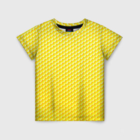 Детская футболка 3D с принтом Соты в Петрозаводске, 100% гипоаллергенный полиэфир | прямой крой, круглый вырез горловины, длина до линии бедер, чуть спущенное плечо, ткань немного тянется | yellow | вкусные | еда | желтый | прикольные | пчелы | соты