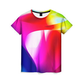 Женская футболка 3D с принтом Радужный в Петрозаводске, 100% полиэфир ( синтетическое хлопкоподобное полотно) | прямой крой, круглый вырез горловины, длина до линии бедер | абстракт | абстракции | иллюзия | прикольные | текстуры