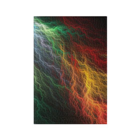 Обложка для паспорта матовая кожа с принтом Разноцветные молнии в Петрозаводске, натуральная матовая кожа | размер 19,3 х 13,7 см; прозрачные пластиковые крепления | Тематика изображения на принте: lightning | молния
