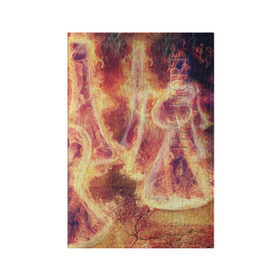 Обложка для паспорта матовая кожа с принтом Фигуры из пламени в Петрозаводске, натуральная матовая кожа | размер 19,3 х 13,7 см; прозрачные пластиковые крепления | Тематика изображения на принте: пламя