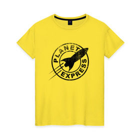 Женская футболка хлопок с принтом Планетарный экспресс в Петрозаводске, 100% хлопок | прямой крой, круглый вырез горловины, длина до линии бедер, слегка спущенное плечо | futurama | planet express | планетарный эк | футурама