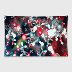 Флаг-баннер с принтом Молекулы в Петрозаводске, 100% полиэстер | размер 67 х 109 см, плотность ткани — 95 г/м2; по краям флага есть четыре люверса для крепления | арт | мидицина | молекулы | нервы | тромбы | фантастика
