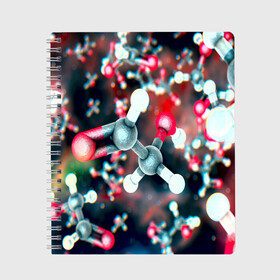 Тетрадь с принтом Молекулы в Петрозаводске, 100% бумага | 48 листов, плотность листов — 60 г/м2, плотность картонной обложки — 250 г/м2. Листы скреплены сбоку удобной пружинной спиралью. Уголки страниц и обложки скругленные. Цвет линий — светло-серый
 | Тематика изображения на принте: арт | мидицина | молекулы | нервы | тромбы | фантастика