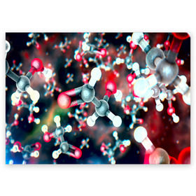 Поздравительная открытка с принтом Молекулы в Петрозаводске, 100% бумага | плотность бумаги 280 г/м2, матовая, на обратной стороне линовка и место для марки
 | арт | мидицина | молекулы | нервы | тромбы | фантастика