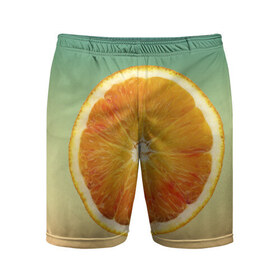 Мужские шорты 3D спортивные с принтом Апельсиновый рай в Петрозаводске,  |  | Тематика изображения на принте: апельсин | градиент | жёлтый | зелёный | оранжевый