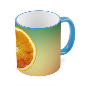 Кружка 3D с принтом Апельсиновый рай в Петрозаводске, керамика | ёмкость 330 мл | Тематика изображения на принте: апельсин | градиент | жёлтый | зелёный | оранжевый