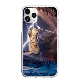 Чехол для iPhone 11 Pro матовый с принтом Кот и молния в Петрозаводске, Силикон |  | буря | гроза | кот | котенок | молния | облака