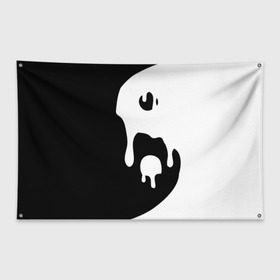 Флаг-баннер с принтом Инь Янь в Петрозаводске, 100% полиэстер | размер 67 х 109 см, плотность ткани — 95 г/м2; по краям флага есть четыре люверса для крепления | белое | гармония | инь | краска | черное | янь