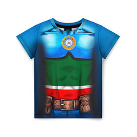 Детская футболка 3D с принтом Капитан Чечня в Петрозаводске, 100% гипоаллергенный полиэфир | прямой крой, круглый вырез горловины, длина до линии бедер, чуть спущенное плечо, ткань немного тянется | 95 | капитан | супергерой | флаг | чеченец